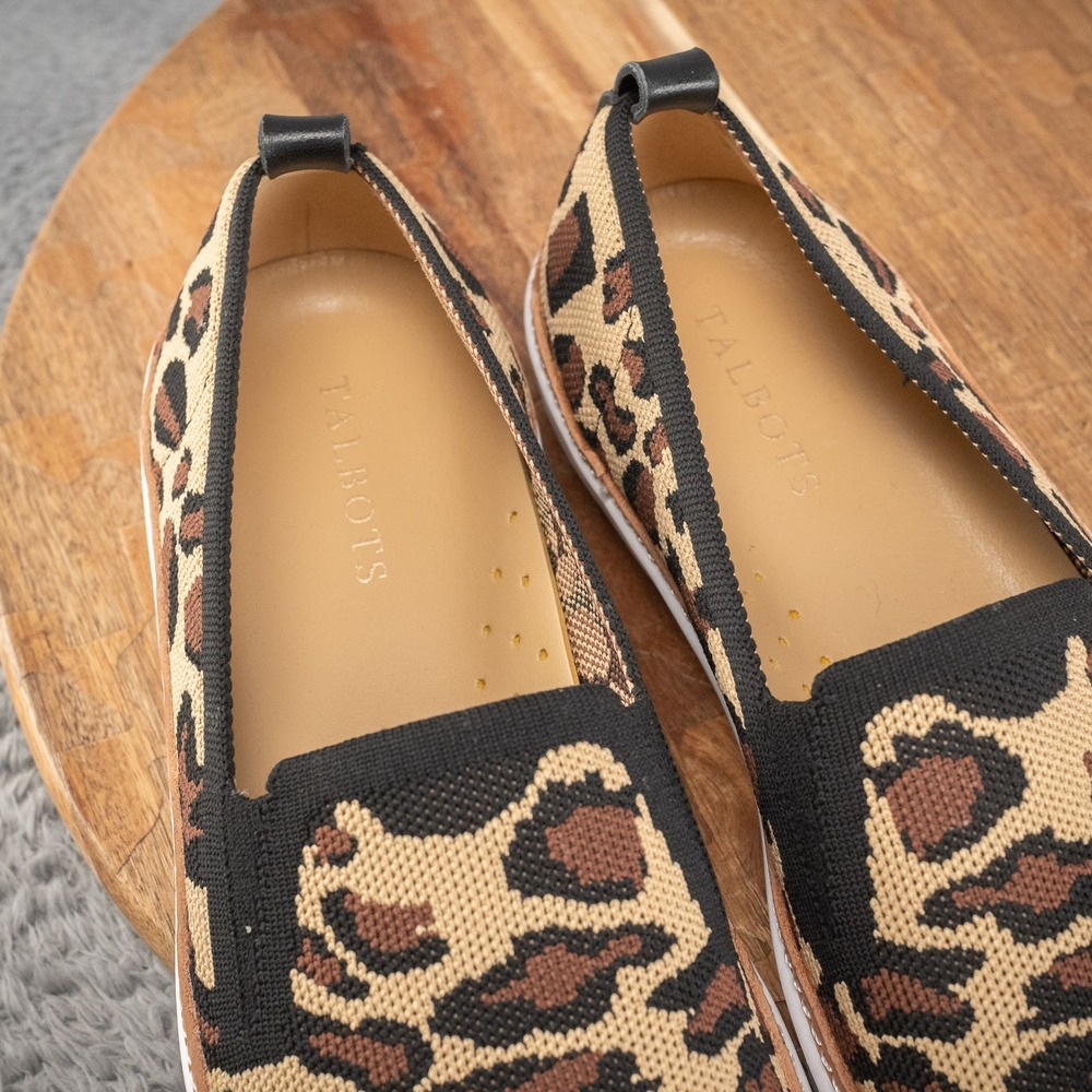 Talbots Womens Brittany Leopard Print Knit Stretch Sneakers Size 9 M slip on - Picture 6 of 7